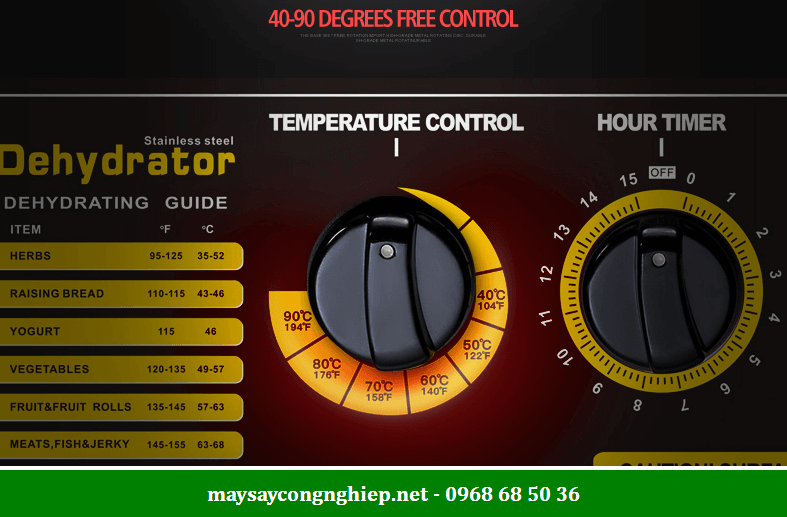 Nhiệt độ điều chỉnh từ: 40-90 oC